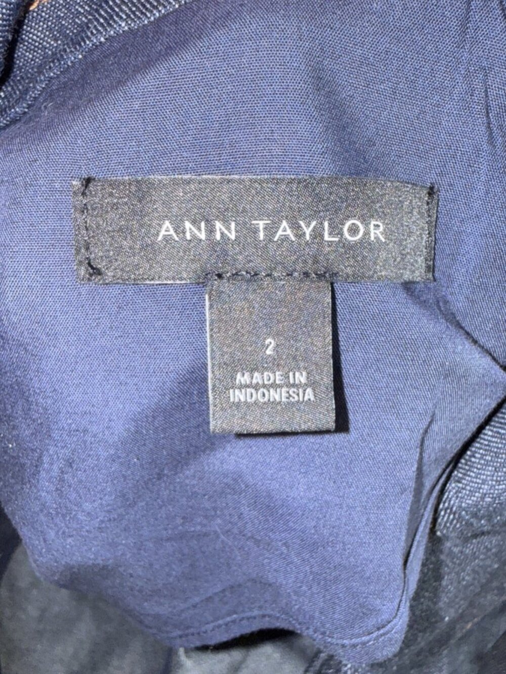 Ann Taylor Loft Navy Blue Heavy Chambray Denim, Double Breasted Blazer Jacket 2 - Picture 12 of 16